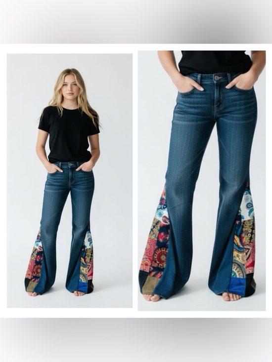 Handmade Denim - Handmade Patchwork Bell bottom Jeans Unisex Upcycled Mens Jeans
